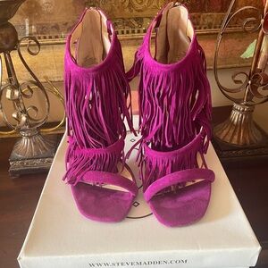 Steve Madden Fringly Purple Suede Sandals